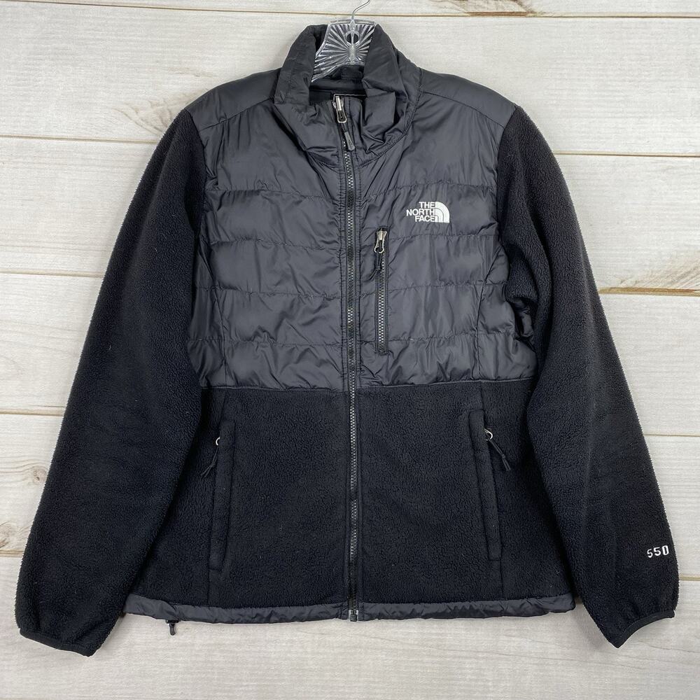 North Face Denali 550 Womens M Black Polartec Down Fleece Zip Jacket Winter Ski